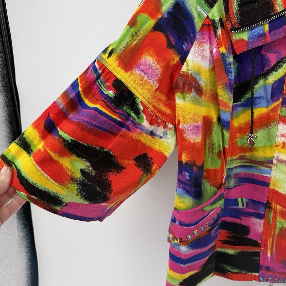 VTG The Collective Works Of Berek 2 Women XL Beaded Jacket Multicolor Neon Art - Picture 2 of 10